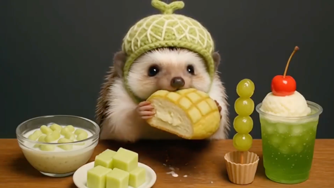 AI生成的各类萌宠治愈视频。（图/视频软件截图）