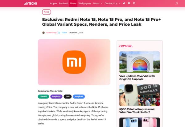REDMI Note15系列全球版信息全面泄露 配2亿像素镜头_REDMI Note15系列全球版信息全面泄露 配2亿像素镜头_