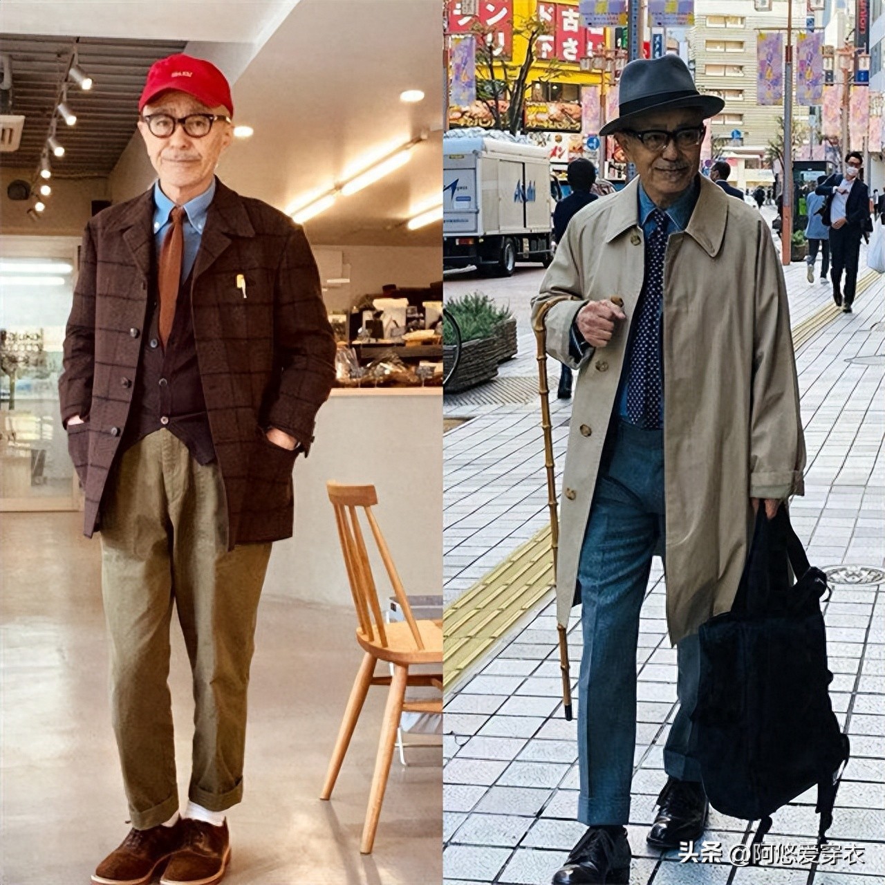 建议中老年男人：冬天头戴帽、系围巾，保暖时髦，上海爷爷都上头
