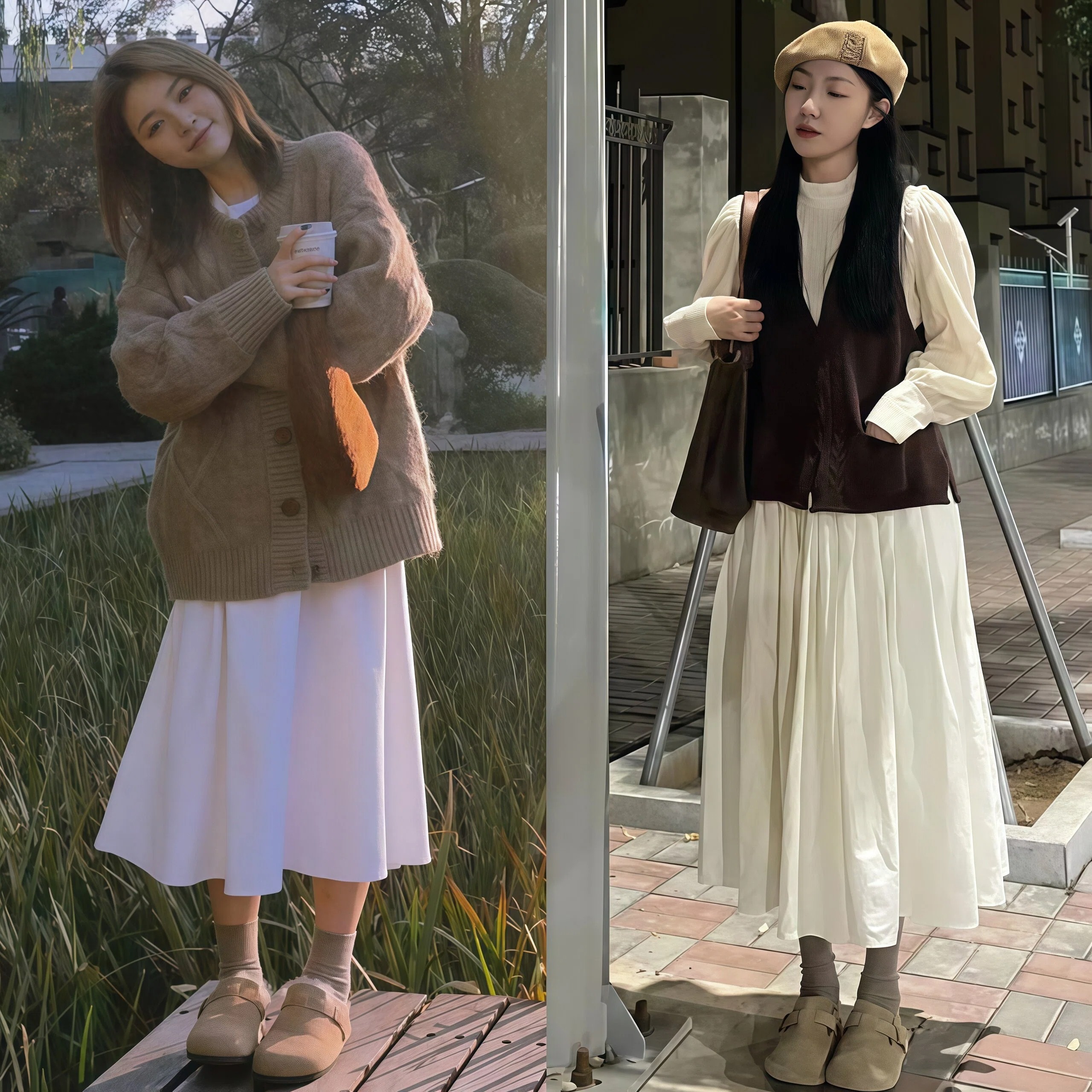 现在不流行小白鞋了！“勃肯鞋+裙子”才是今冬最正确的打开方式