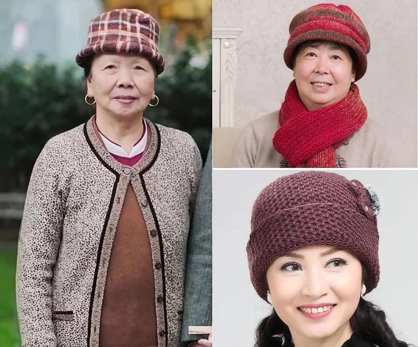 白发大妈图片_白发多戴帽子_