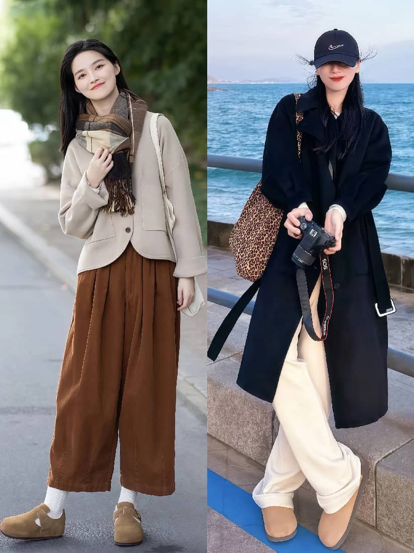 _鞋子阔腿裤_阔腿裤板鞋