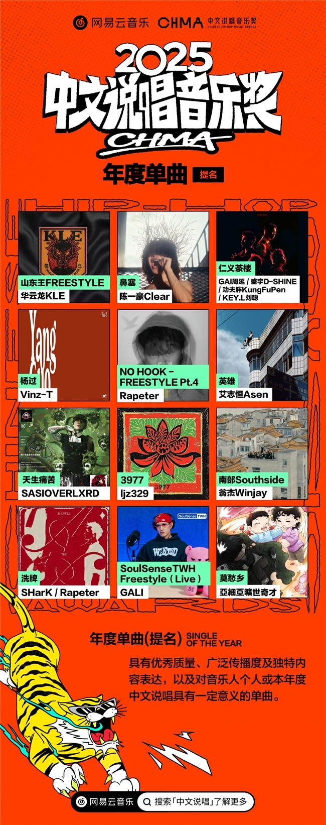 网易云音乐2025中文说唱音乐奖提名揭晓 艾志恒陈一豪华云龙夏之禹等均收获多项提名__网易云音乐2025中文说唱音乐奖提名揭晓 艾志恒陈一豪华云龙夏之禹等均收获多项提名