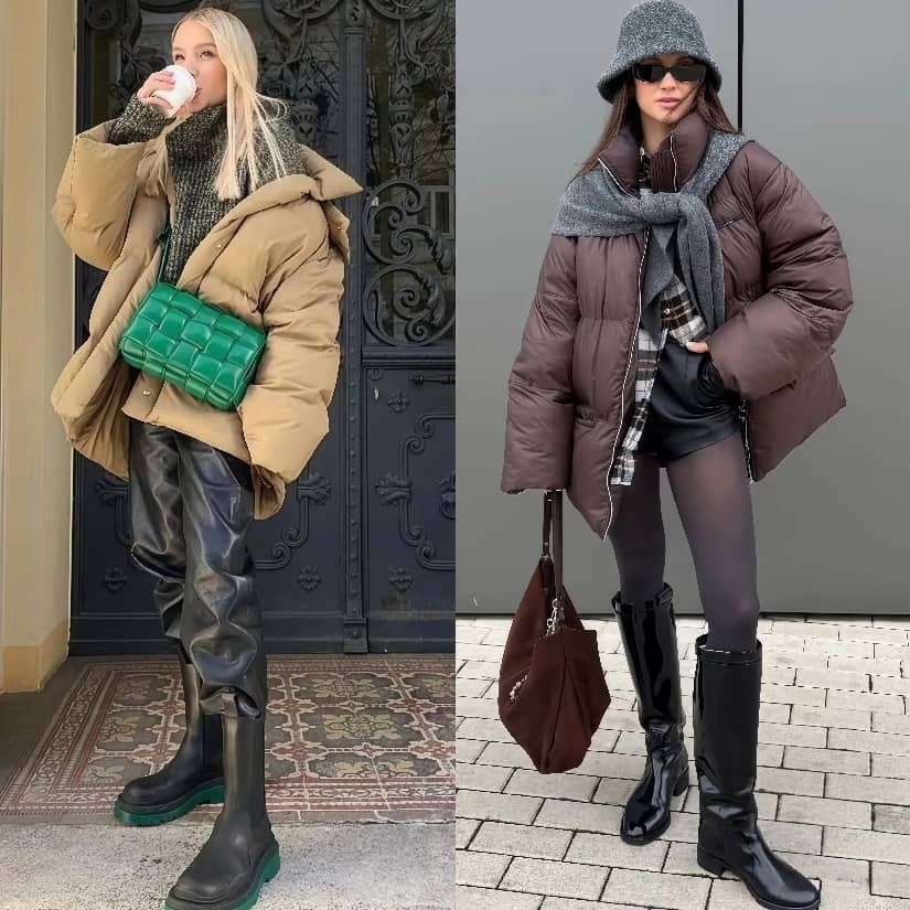 _靴子搭配羽绒服_羽绒靴搭配