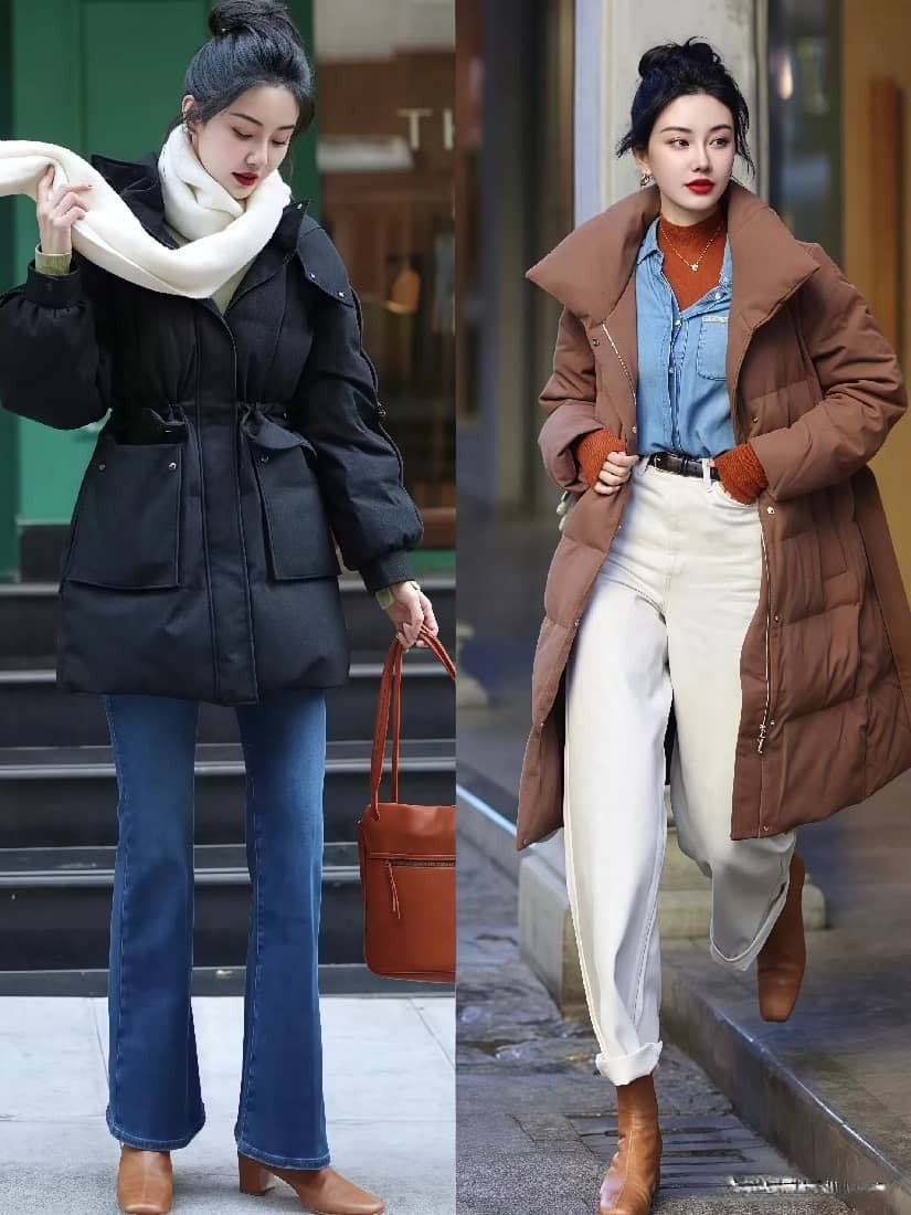 羽绒靴搭配__靴子搭配羽绒服