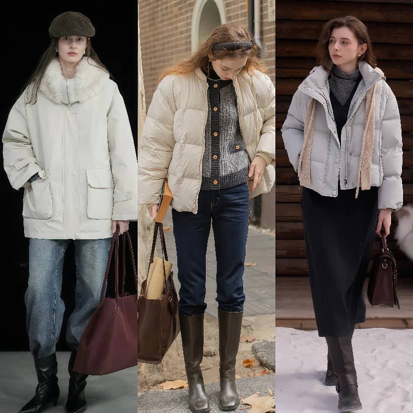羽绒靴搭配_靴子搭配羽绒服_