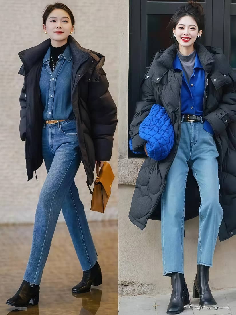 _羽绒靴搭配_靴子搭配羽绒服