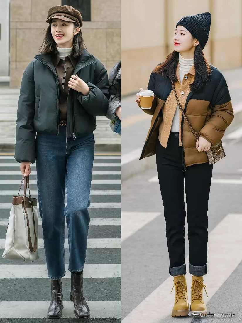 _羽绒靴搭配_靴子搭配羽绒服