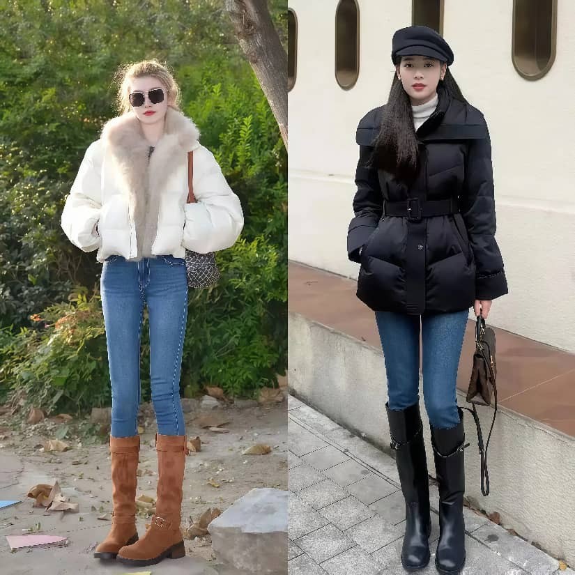 羽绒靴搭配__靴子搭配羽绒服