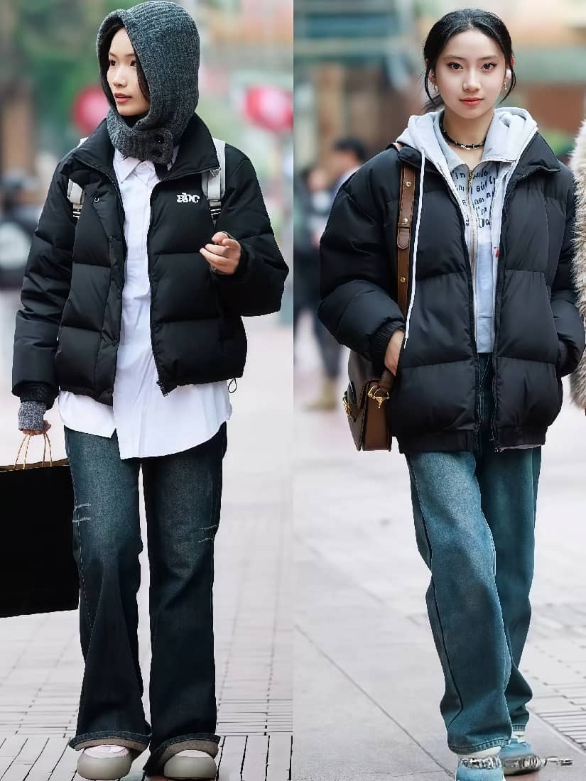 羽绒服叠穿衣服搭配_冬季羽绒服叠穿搭配_