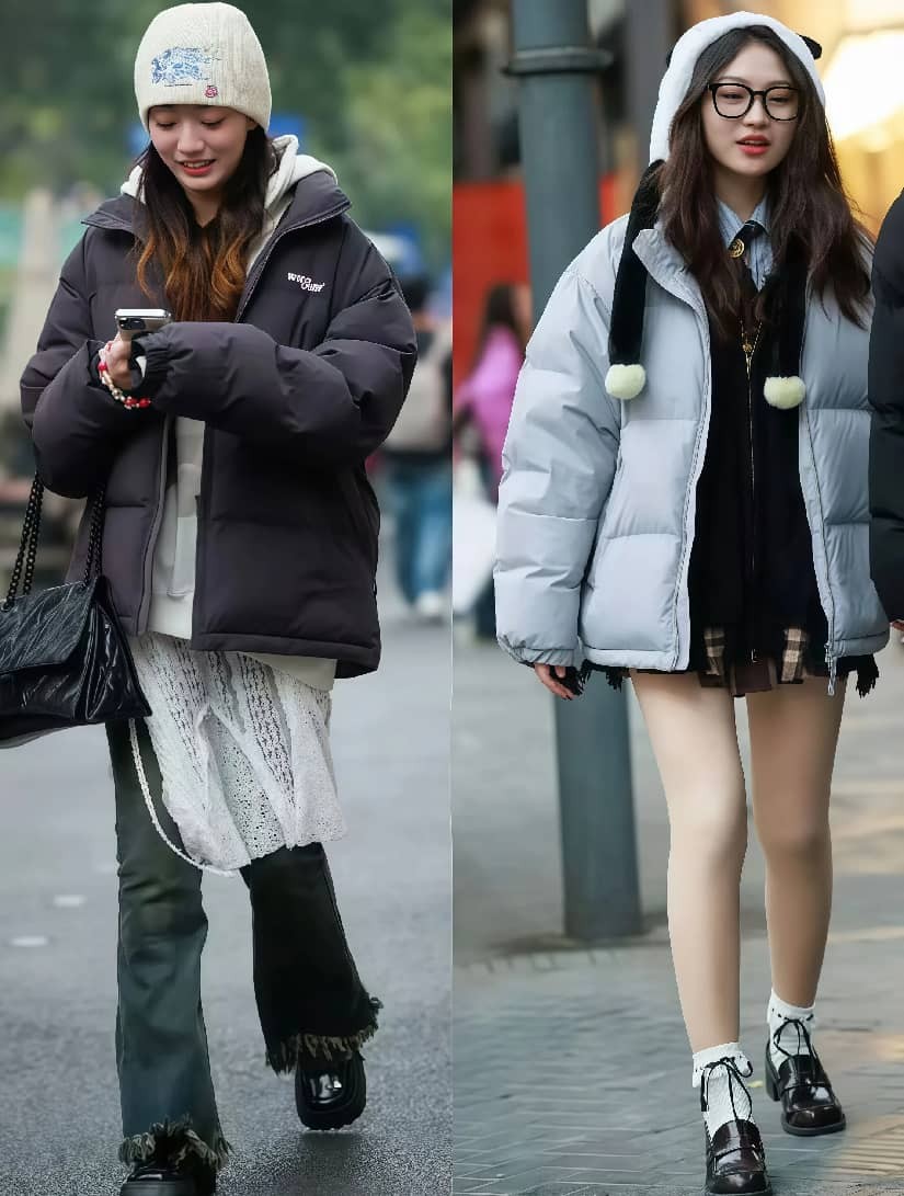 羽绒服叠穿衣服搭配_冬季羽绒服叠穿搭配_