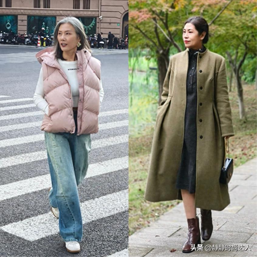 这才是中年女人该有的穿搭，上衣挺括、下装宽松，优雅又显瘦