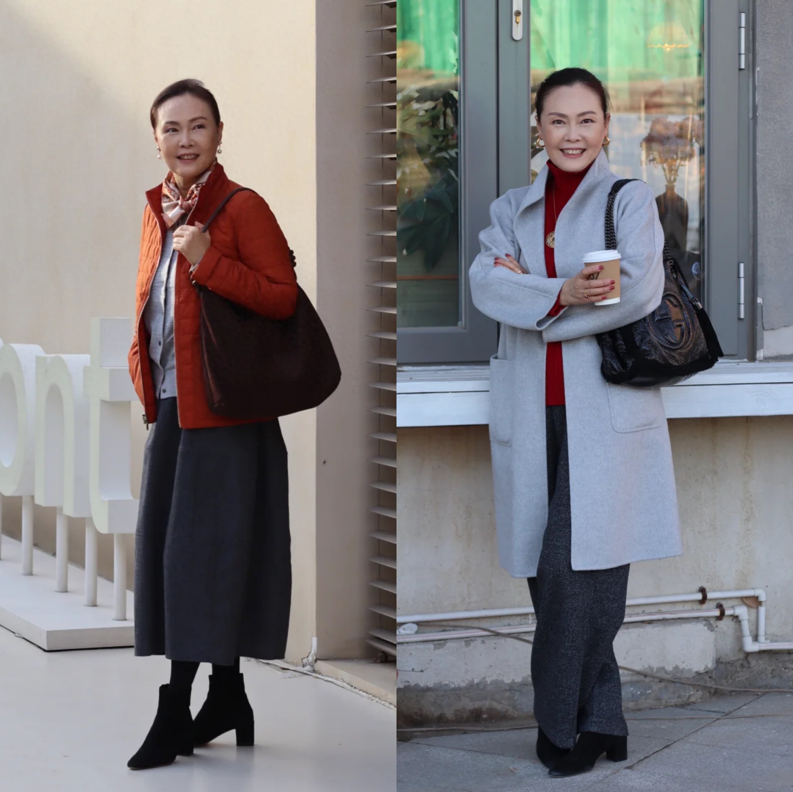 60岁拒绝“老年装”，冬季就该这样穿，优雅高级又减龄~