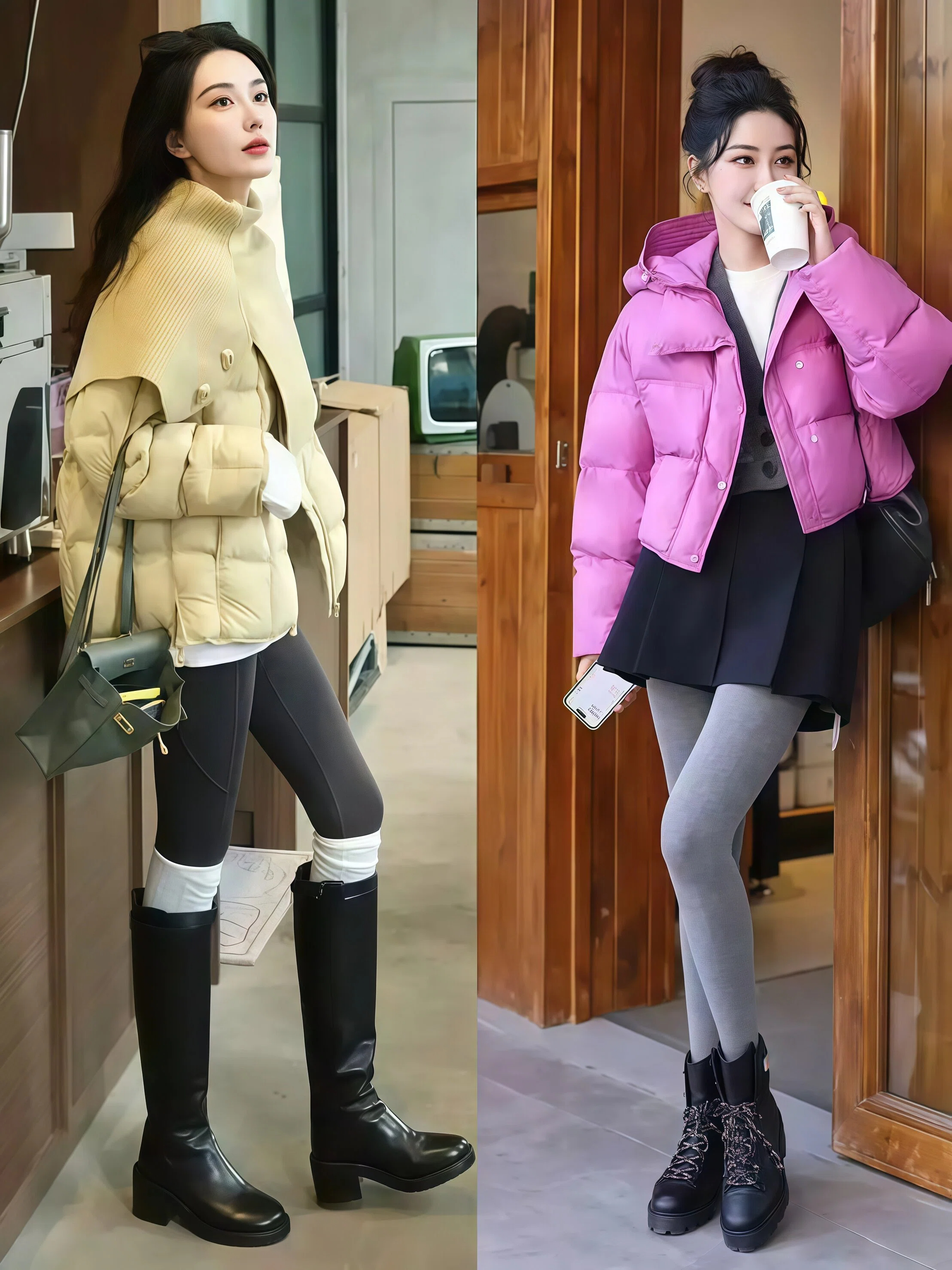 _上面羽绒服下面短裤_上身羽绒服下身短裤