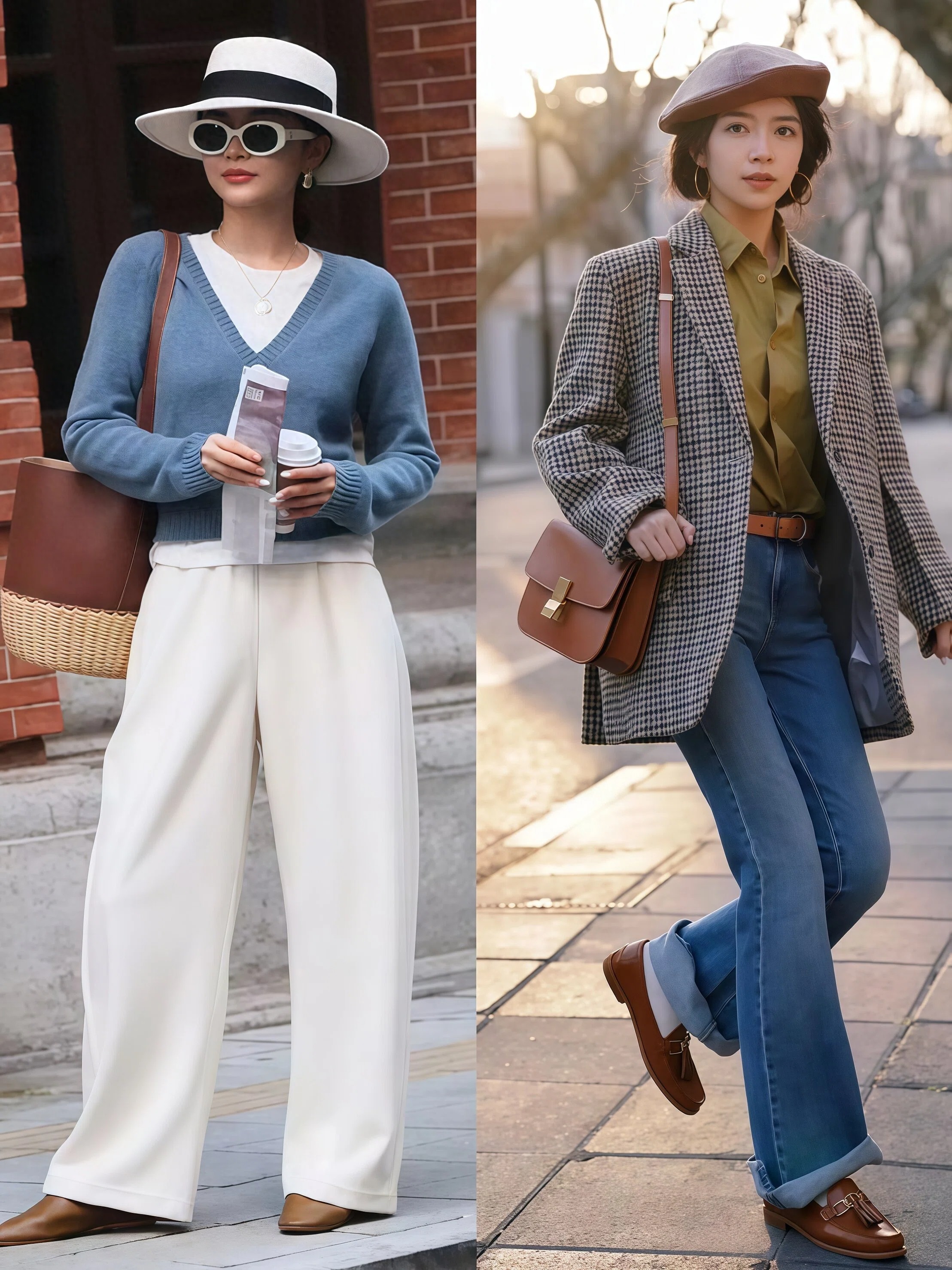 到了春天才知道，会穿的女人都爱“阔腿裤+乐福鞋”，显瘦又显高