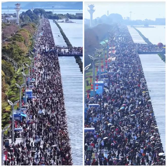 昆明海埂大坝“游客比海鸥还多”，管理方：建议乘坐公共交通前往