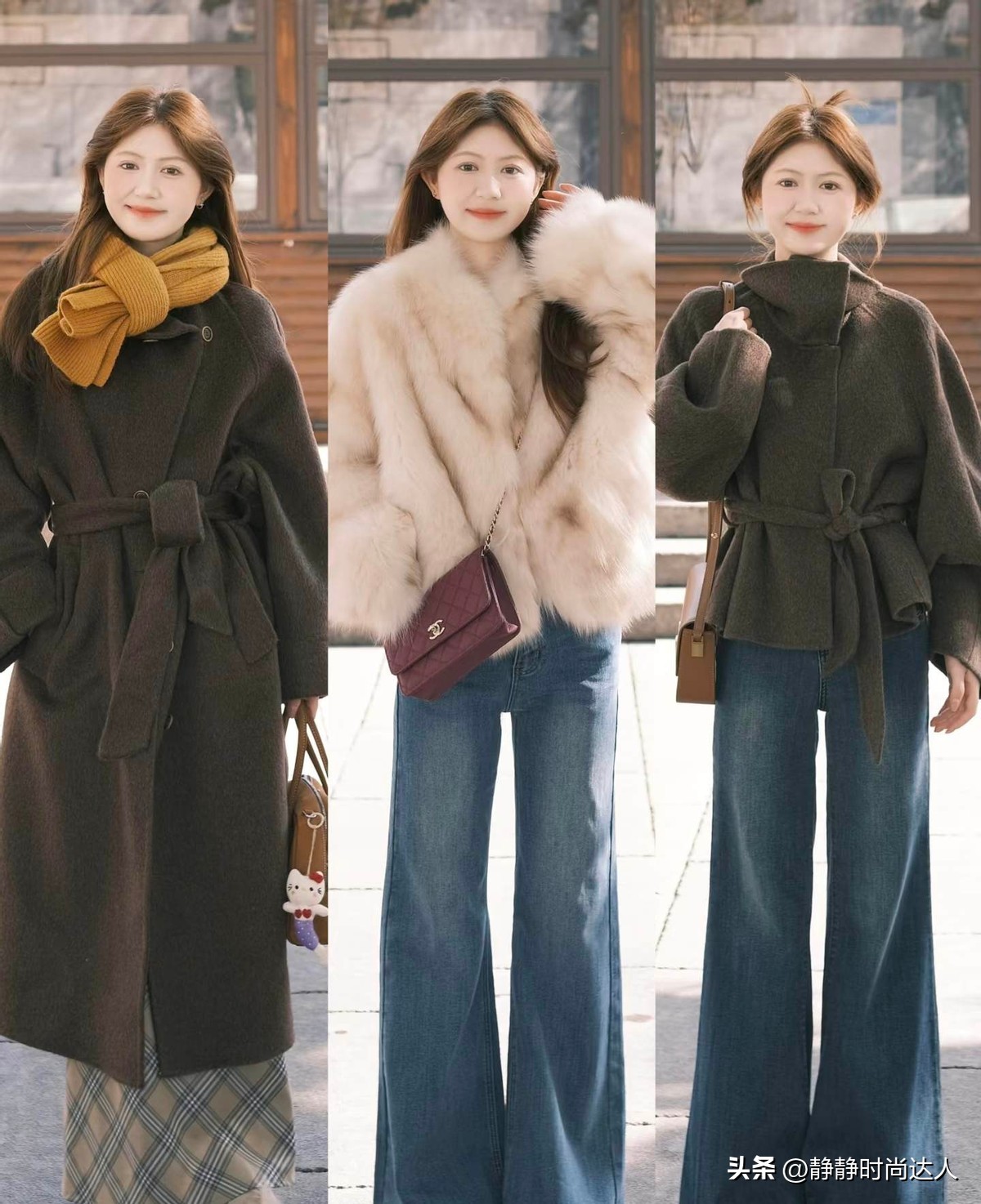 阔腿裤穿搭__矮胖女生穿衣搭配图冬