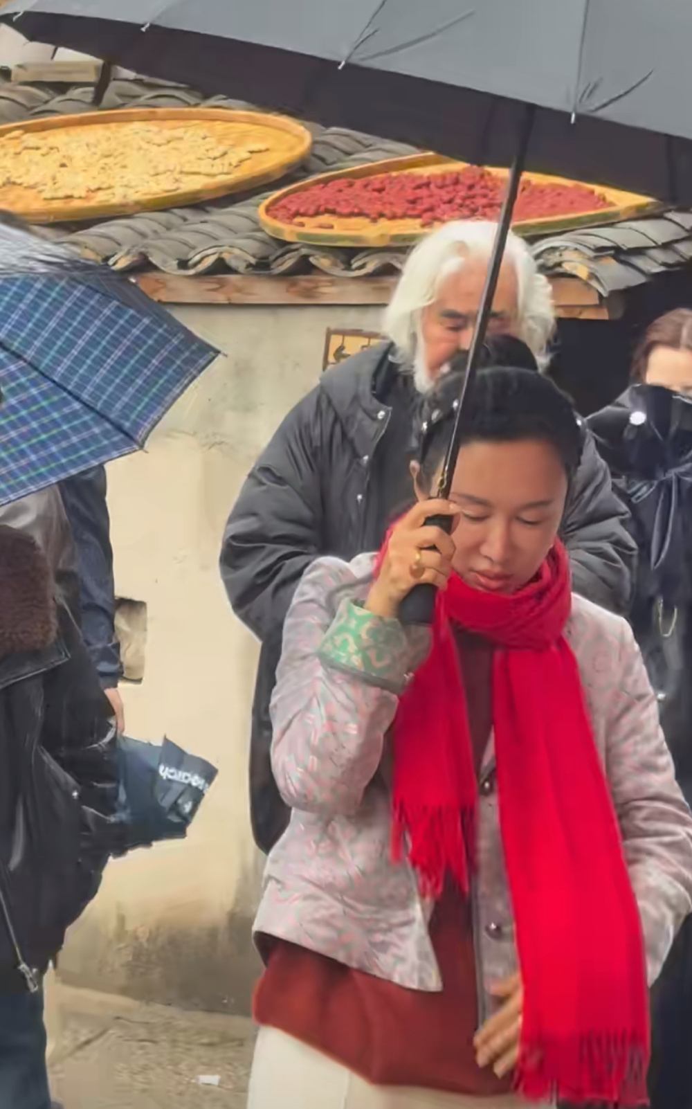 74岁张纪中丽水游玩，杜星霖穿新中式上衣素雅年轻，看着像两代人