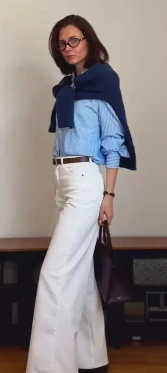 阔腿裤白色配什么颜色的上衣__阔腿裤白色配什么鞋子