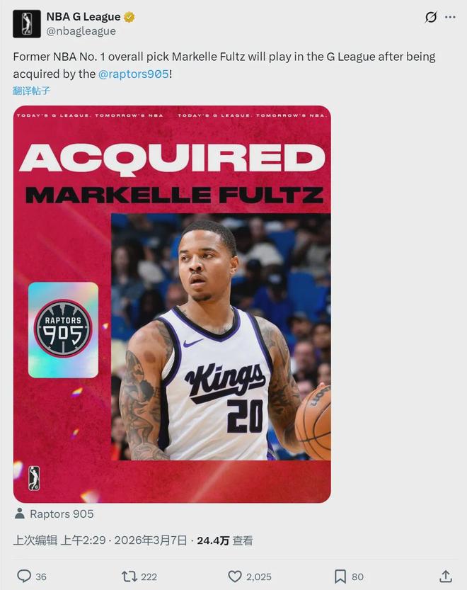 官宣！富尔茨正式签约！欢迎回来，NBA状元秀