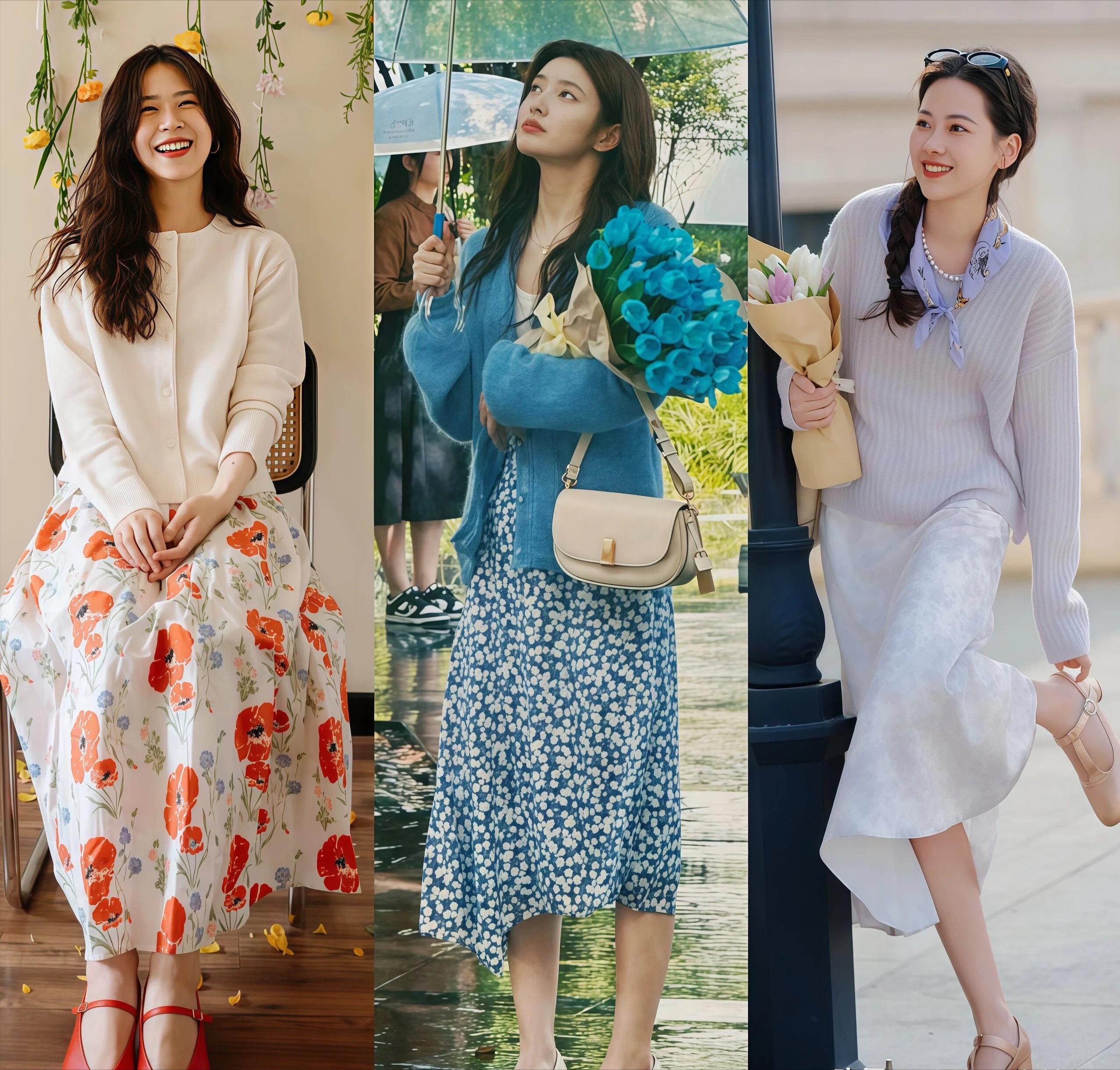 _“针织衫+裙子”才是真温柔！春天出门选择这套，优雅高级又得体_“针织衫+裙子”才是真温柔！春天出门选择这套，优雅高级又得体